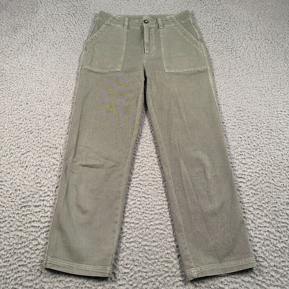 Faherty‎ Utility Pants Womens 26 Olive Slim Straight Organic Pockets Rayon Blend
